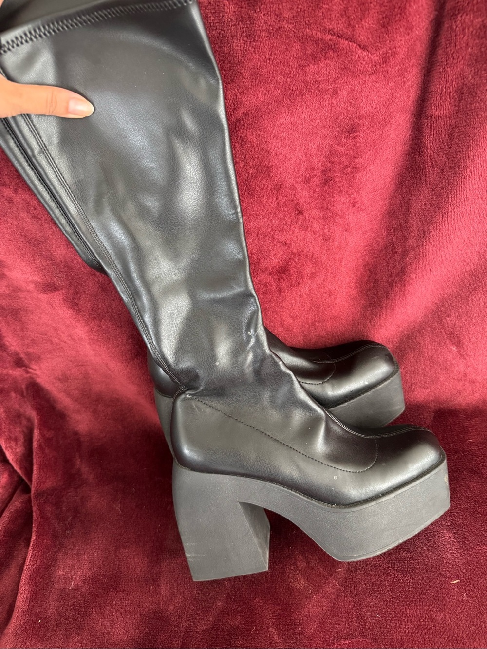 Steve Madden Black Platform Knee-High Heeled Boots